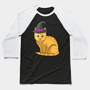 Cute cat with witch hat to scare children. Baseball T-Shirt